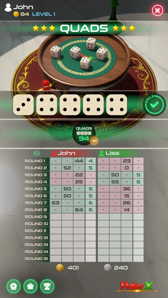 PokerMax showing four of a kind